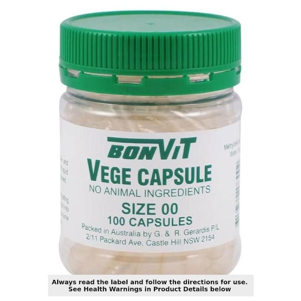 Bonvit Empty Vege Capsules 00 size 100 Capsules
