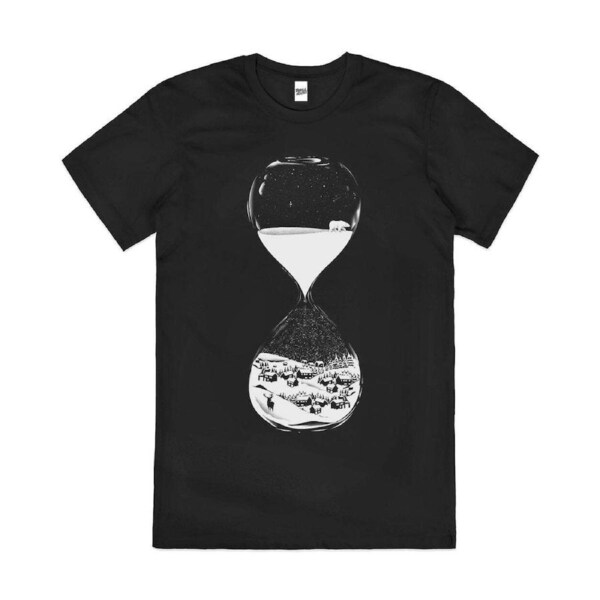 Snow Hours Hourglass Artsy Bear Polar Cotton T-Shirt Unisex Tee Black M