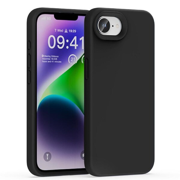 ZUSLAB for Apple iPhone 16e Case, Liquid Silicone Anti-Scratch Gel Rubber Shockproof Protective Cover with Soft Microfiber Lining (2025) - Black