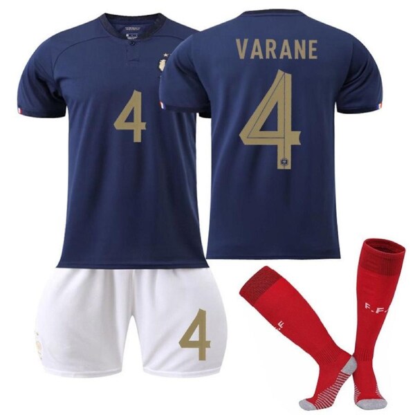 Nevenka France Home Jersey 2022-23 VARANE #4 Soccer Jersey Kids Adult 3-Pieces Jersey Kits 16