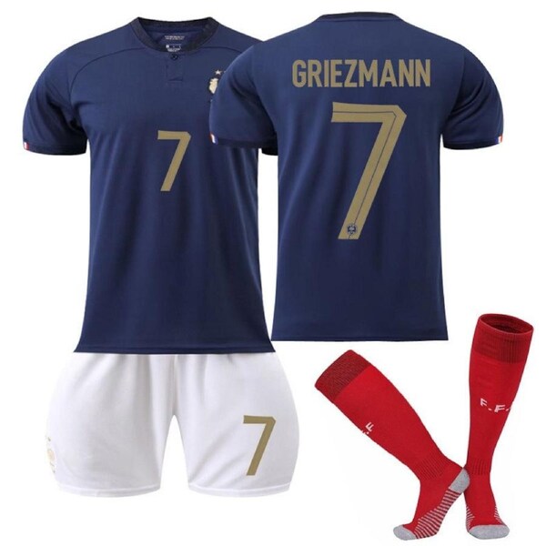 Nevenka France Home Jersey 2022-23 GRIEZMANN #7 Soccer Jersey Kids Adult 3-Pieces Jersey Kits L