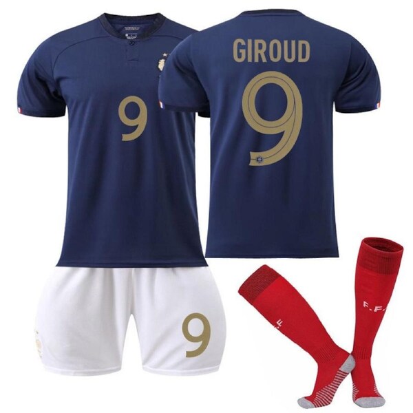 Nevenka France Home Jersey 2022-23 GIROUD #9 Soccer Jersey Kids Adult 3-Pieces Jersey Kits 22