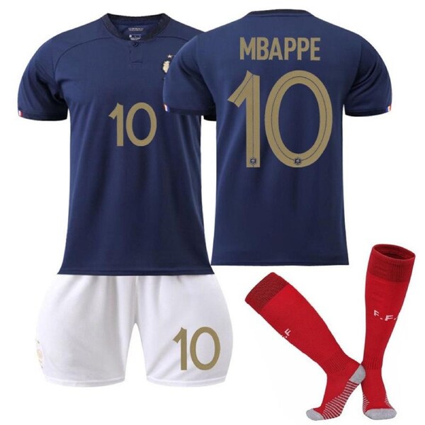 Nevenka France Home Jersey 2022-23 MBAPPE #10 Soccer Jersey Kids Adult 3-Pieces Jersey Kits 16