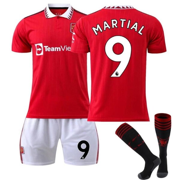 Nevenka MARTIAL #9 Manchester United F.C Home Jersey 2022/23 Soccer Jersey Set For Adult Kids 16