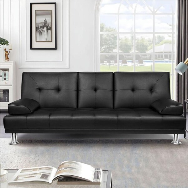 ALFORDSON Sofa Bed Couch 3 Seater Lounge Black