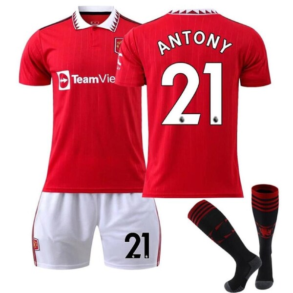 Nevenka ANTONY #21 Manchester United F.C Home Jersey 2022/23 Soccer Jersey Set For Adult Kids 28