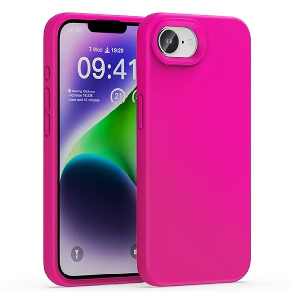 ZUSLAB for Apple iPhone 16e Case, Liquid Silicone Anti-Scratch Gel Rubber Shockproof Protective Cover with Soft Microfiber Lining (2025) - Hot Pink