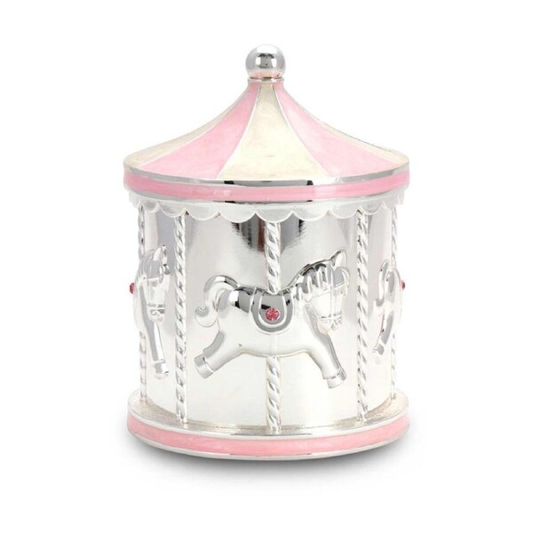 Gibson Gifts Baby Girl Carousel Money Bank Home/Bedroom Tabletop Decor Pink