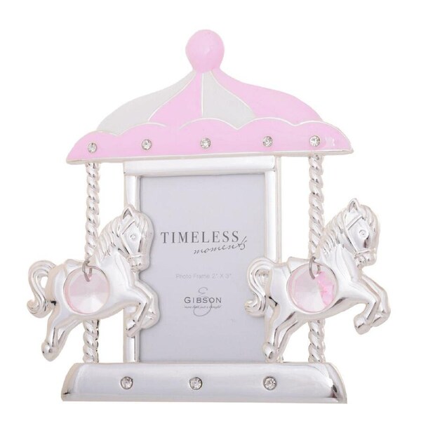 Gibson Gifts Baby Girl Carousel Photo Frame 2x3'' Picture Display Decor Pink