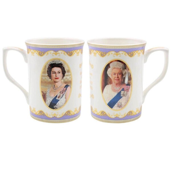 2pc Gibson Gifts Her Majesty Queen Elizabeth Coffee Mugs R Tea/Water Cup