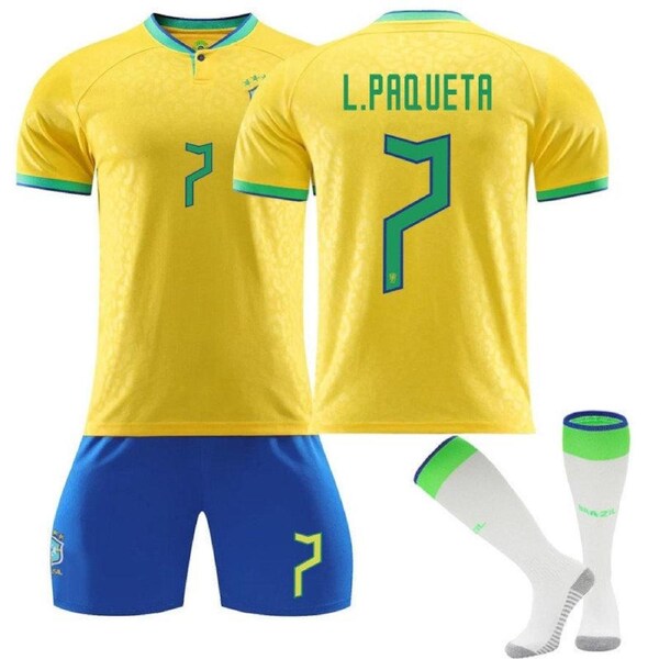 Nevenka L.PAQUETA #7 Brazil Home Jersey 2022/23 Soccer Jersey Kit Football T-shirt Set For Adult Kids S