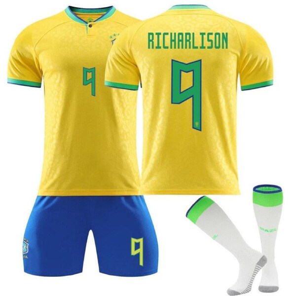 Nevenka RICHARLISON #9 Brazil Home Jersey 2022/23 Soccer Jersey Kit Football T-shirt Set For Adult Kids S
