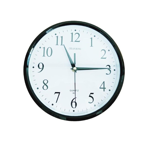 Concise Silent Non-Ticking Wall Clock Quartz- Black 24cm