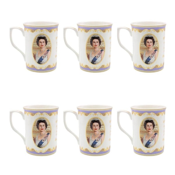 6PK Gibson Gifts Her Majesty Queen Elizabeth Coffee Mug R Tea/Water Drink Cup