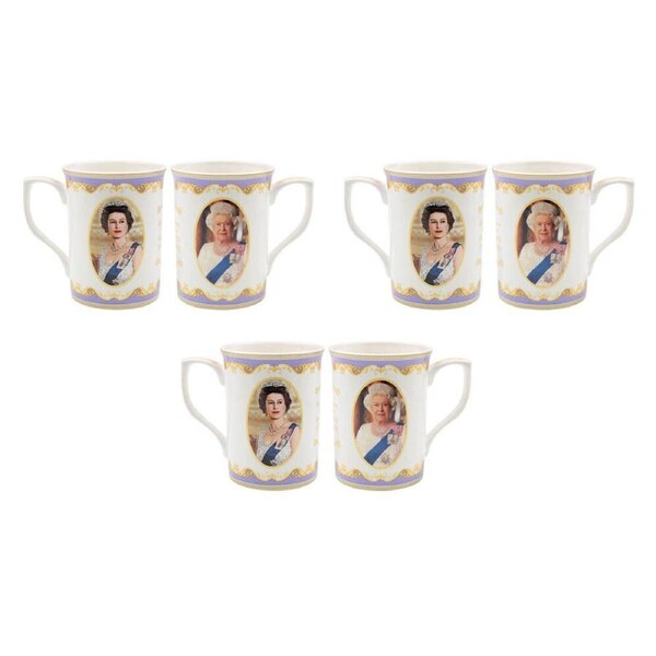 3x 2pc Gibson Gifts Her Majesty Queen Elizabeth Coffee Mugs R Tea/Water Cup