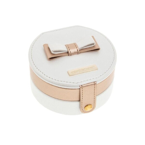 Gibson Gifts Equilibrium Faux Leather Round Jewellery Box Travel Organiser