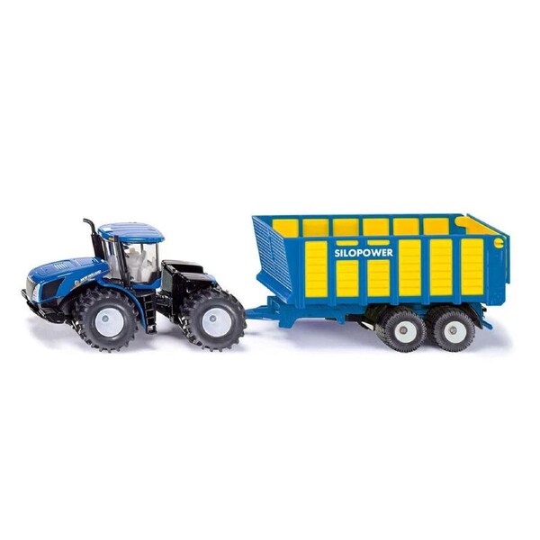 Siku 1:50 Scale New Holland Knicklenker With Silage Trailer Model Vehicle