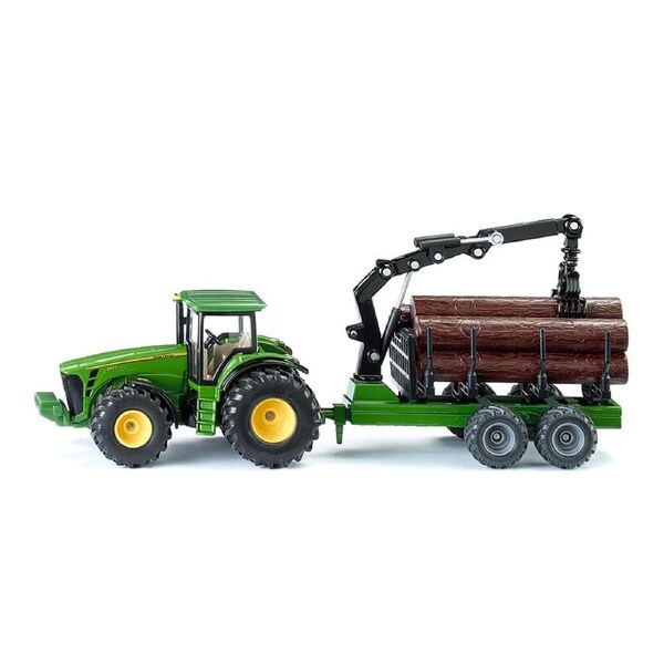 Siku 1:50 Scale John Deere With Forestry Trailer & Tree Trunks Model Toy