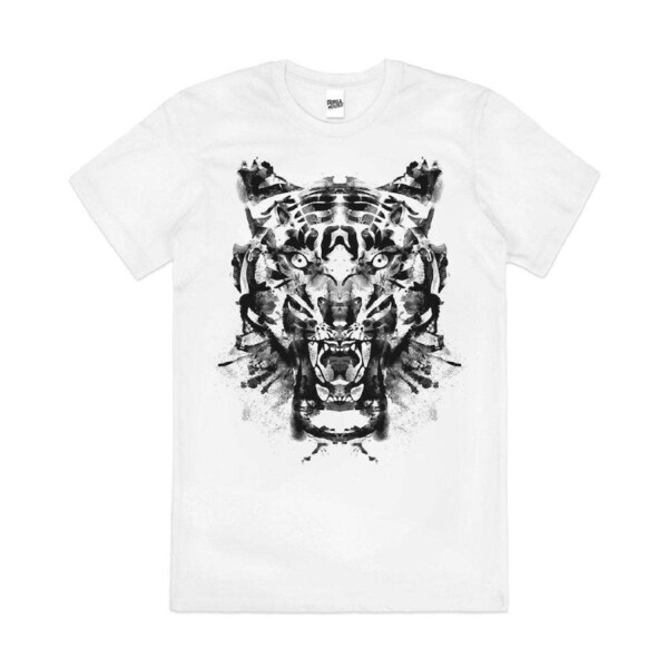 Roarschach Artsy Lion Artistic Sketch Cotton T-Shirt Unisex Tee White XL