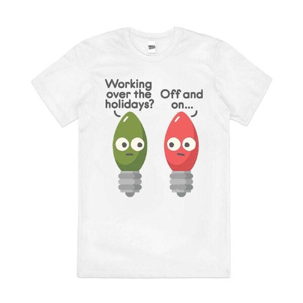 Seasonal Employment Funny Christmas Decor Cotton T-Shirt Unisex Tee White 2XL