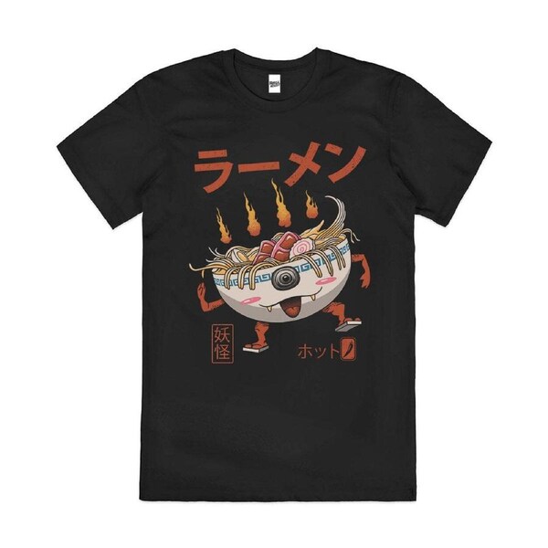 Yokai Ramen Japanese Noodle Soup Kaiju Cotton T-Shirt Unisex Tee Black M