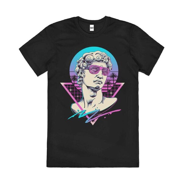 Vapour Swag 80s Inspired Neon Design Cotton T-Shirt Unisex Tee Black L
