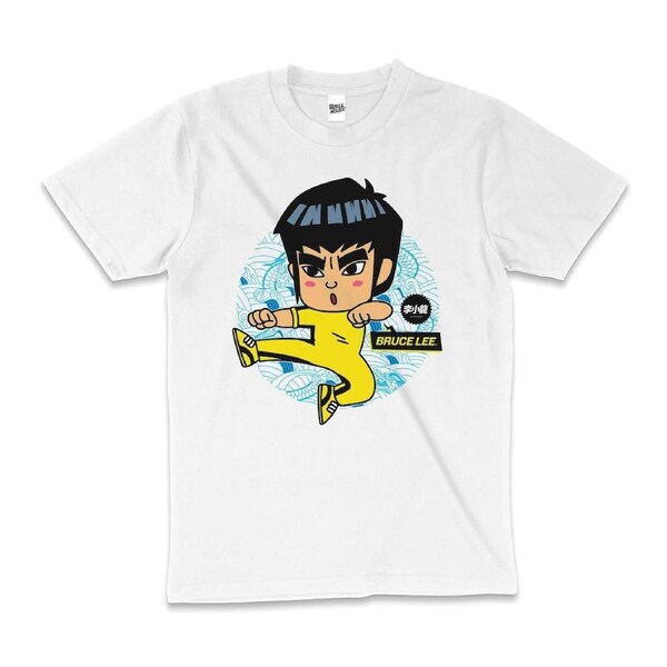 Bruce Lee Toon Kung Fu Fighting Funny Cotton T-Shirt Unisex Tee White XL