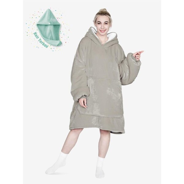 Advwin Wearable Blanket Oversized Comfort Hoodie Adult Khaki
