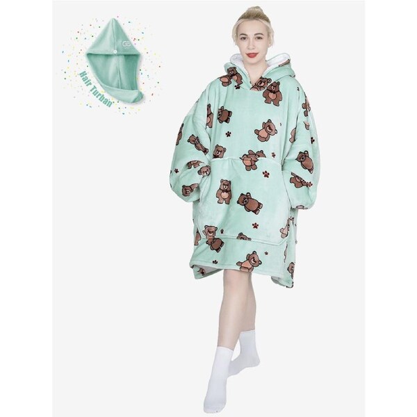 Advwin Winter Wearable Blanket Hoodie Adult Bear