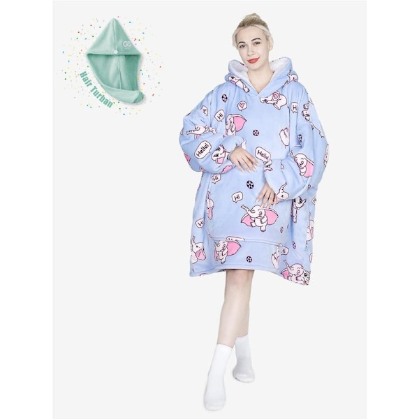 Advwin Winter Wearable Blanket Hoodie Adult Elephant