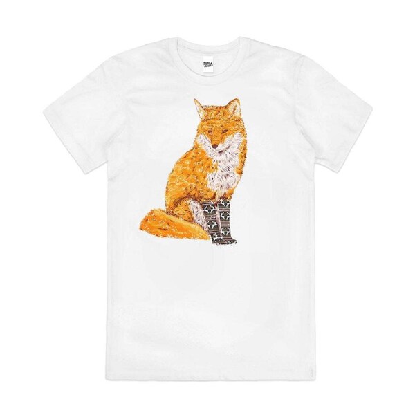 Winter Sock Fox Socks Funny Artsy Nature Cotton T-Shirt Unisex Tee White M