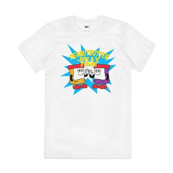 Peanut Butter Jelly Time Jam Funny Slogan Cotton T-Shirt Unisex Tee White 2XL