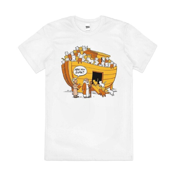 Noah's Ark Cat Biblical Cats Kitten Pet Cotton T-Shirt Unisex Tee White 3XL