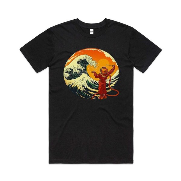 Maestro of the Sea Japanese Great Wave Cotton T-Shirt Unisex Tee Black L