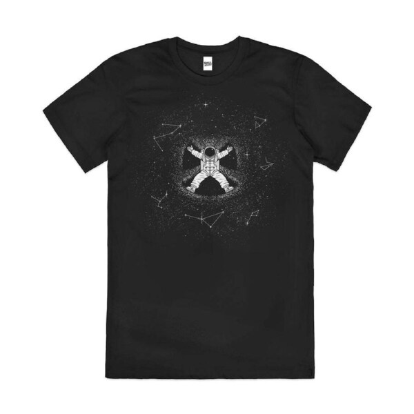 Space Exploration Astronaut Stars Planets Cotton T-Shirt Unisex Tee Black L
