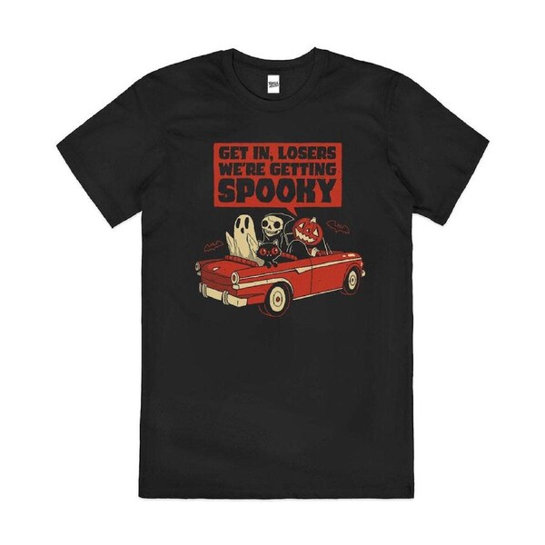 Getting Spooky Halloween Reaper Ghosts Cotton T-Shirt Unisex Tee Black 3XL