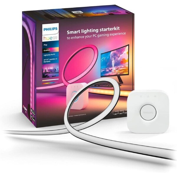 Philips Hue Play Gradient Monitor PC LED Lightstrip Starter Kit, 24-27-inch Length (Pack of 3)