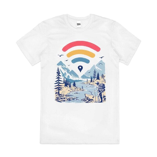 Internet Explorer Artsy Fishing Wi-Fi Cotton T-Shirt Unisex Tee White 3XL