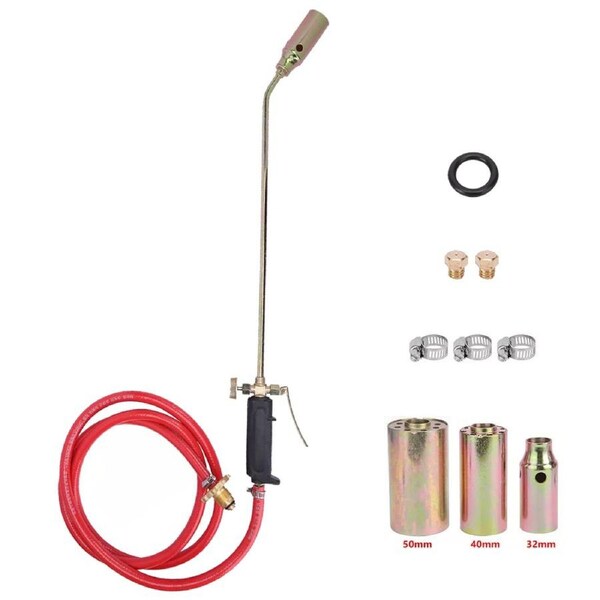 OZNALA Gas Torch Blow Torch Camping Gun LPG Gas Propane Weed Burner Torch BBQ Flame Maker Burner Barbeque Tool Kill Weeds with 3 Nozzles 2m Hose for Cook Heat Defrost Snow Melt Burn Grass