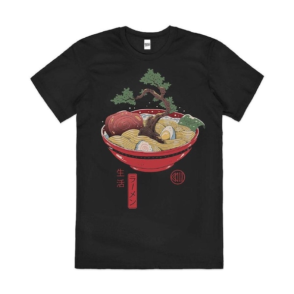 Bonsai Ramen Japanese Food Artistic Cotton Japan T-Shirt Unisex Tee Black 3XL