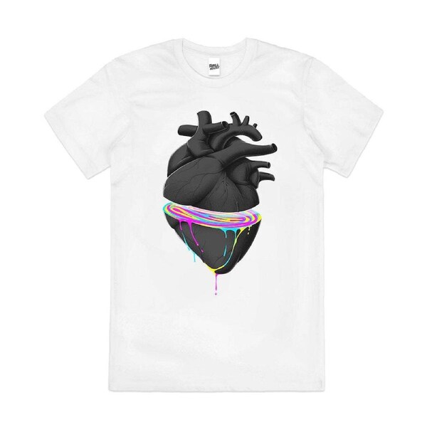 Bleeding Heart Artsy Retro Anatomy Cool Cotton T-Shirt Unisex Tee White L