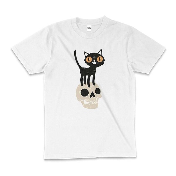 Look What the Cat Dragged In Dark Skull Cotton T-Shirt Unisex Tee White L