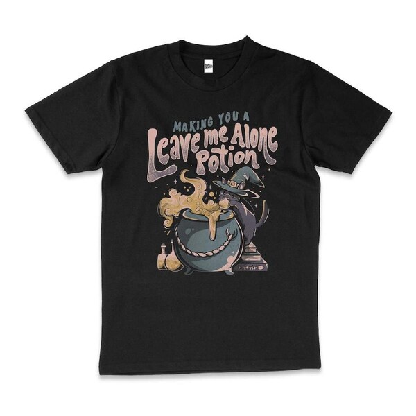 Leave Me Alone Potion Funny Anti-Social Cotton T-Shirt Unisex Tee Black 4XL