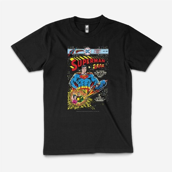 Superman DC Comic 300th Edition Man Of Steel T-Shirt Unisex Tee Black 3XL