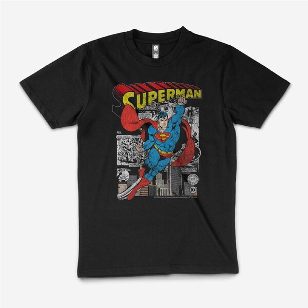 Superman DC Superhero Comic Cartoon Man Of Steel T-Shirt Unisex Tee Black L