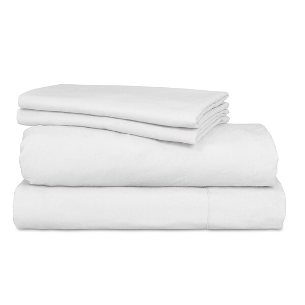 Ardor Boudoir Vintage Washed Fitted Sheet w/ Pillowcase Set White King