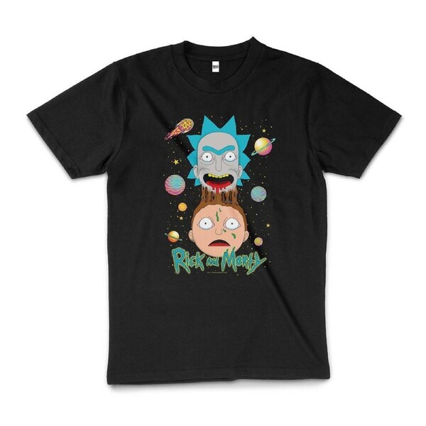 Rick and Morty Melting Cartoon Licensed Cotton T-Shirt Unisex Tee Black S