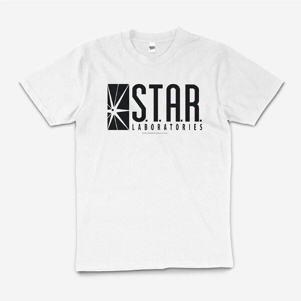 Dc Comics The Flash Star Laboratories Cotton T-Shirt Unisex Tee White L