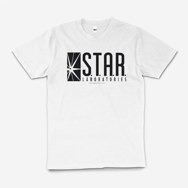 Dc Comics The Flash Star Laboratories Cotton T-Shirt Unisex Tee White XL