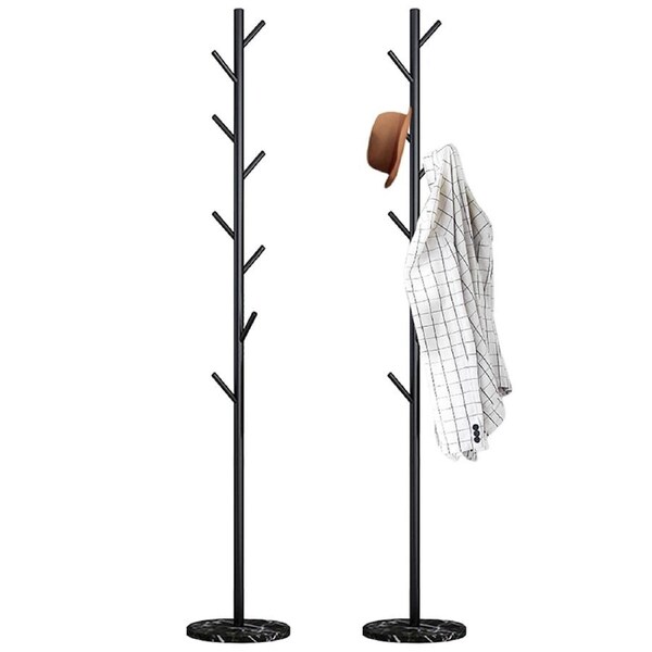Coat Rack Steel Clothes Stand Tree Hanger Hat Garment Hook Organizer Marble Base-3 Colours White